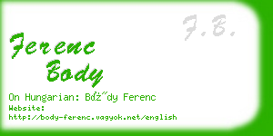 ferenc body business card
